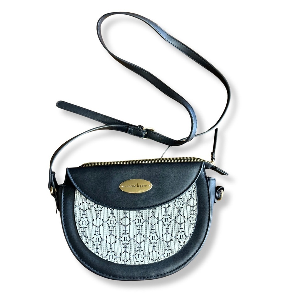 👛 Nanette Lepore Monogram Crossbody Purse | Black & Cream